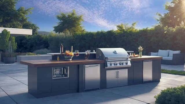 modern outdoor kitchen footage