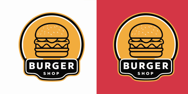 Vector burger shop logo template vector illustration of fast food logotype