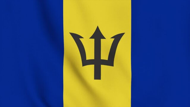 Barbados footage video waving in wind, National flag of Barbados. Sign of Republic of Barbados, Flag of Barbados 4K Animation, The National flag loop animation