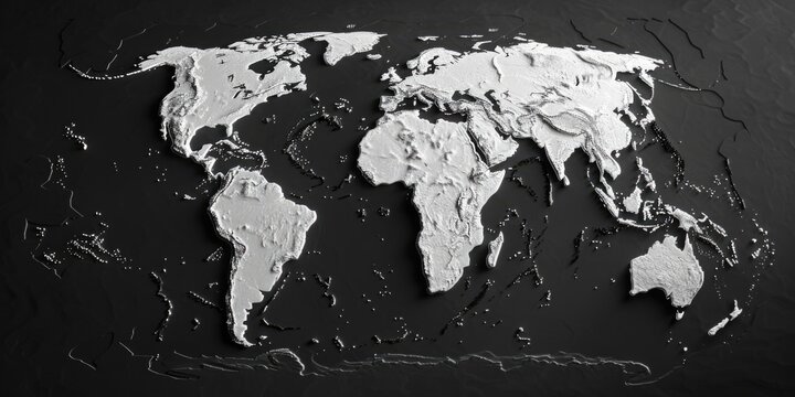 Black and white world map suitable for various projects