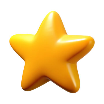 yellow star 3D rendering cute cartoon