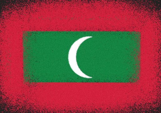 maldives flag with spray paint