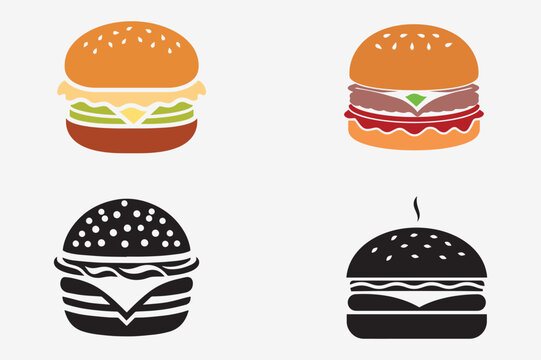 Best silhouette burger with a white background.mascot style files.