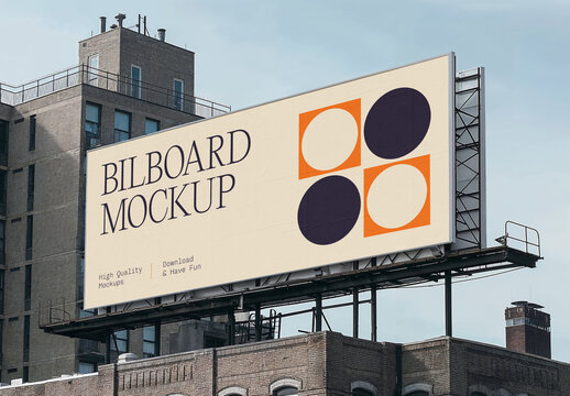 Billboard On The Roof Mockup