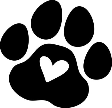 Paw print with heart