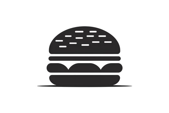 Minimalist black and white hamburger icon with sesame seeds on a white background.