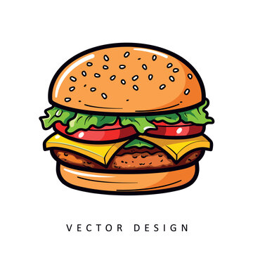 tasty burger fast food vector design illustration