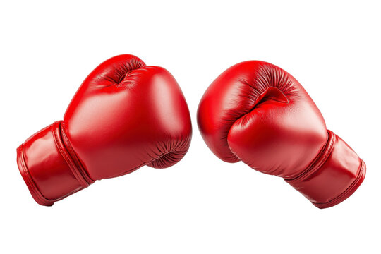 Boxing Gloves Clash, Two red boxing gloves facing each other, Sports and Competition.