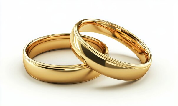 A pair of golden wedding rings cut out. Based on stock photos