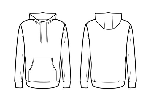 Hoodie without zipper, back and front - vector illustration, template