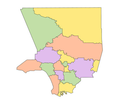 Los Angeles County administrative map. regions map of Los Angeles, blank Map, empty map of Los Angeles