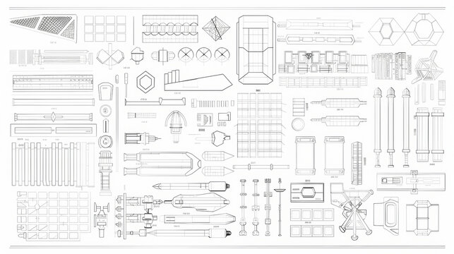 Templates with standard shapes and symbols for quickly adding common elements to drawings