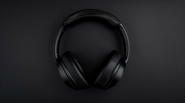 A pair of black over-ear headphones resting on a dark background, highlighting their sleek design, comfort, and premium audio quality for personal listening.