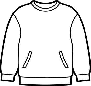 crew neck long sleeve sweatshirt line art vector illustration