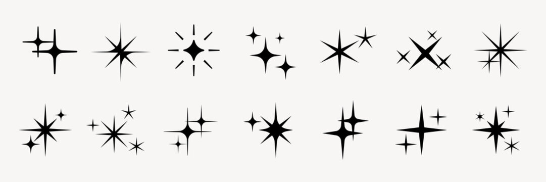 Shine star sparkle vector set. Sparkle star icons. Shine icon. Stars sparkle doodles vector. Set sparkles star symbols vector. Bright sparkle, star sparkle, shiny flash star. Star shine sparkle icon