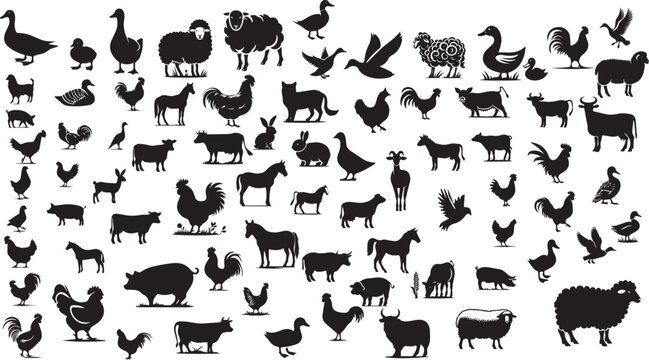 farm animal silhouette vector