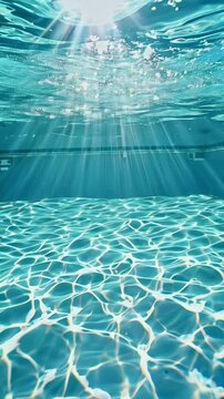 underwater video of sunlight patterns in clean suburban swimming pool