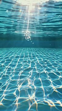 underwater video of sunlight patterns in clean suburban swimming pool