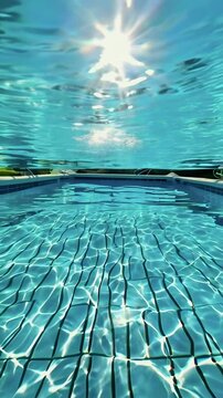 underwater video of sunlight patterns in clean suburban swimming pool