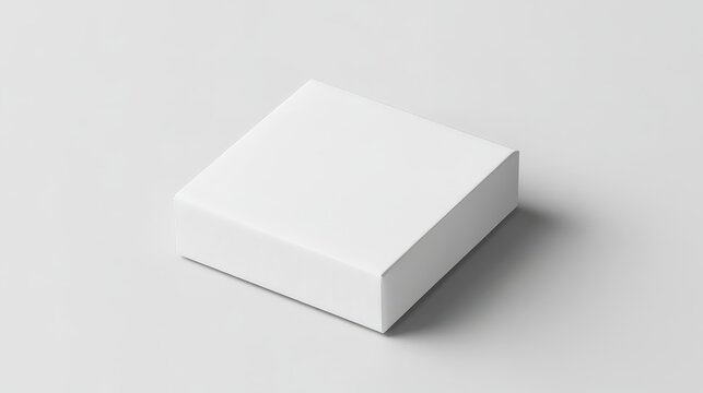 Minimalistic white box on a grey background, perfect for branding or packaging mockups.