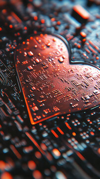 Detailed heart shaped technology inspired circuit illustration photos