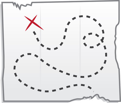 Isolated treasure map with x marking the spot