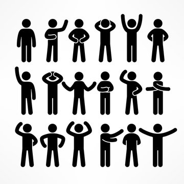 Collection of stick figures with different poses, human icon