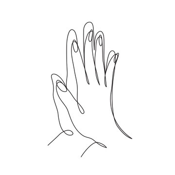 continuous line drawing of hands