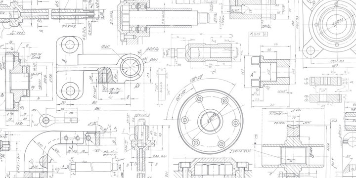 Technical drawing background .Mechanical Engineering drawing.