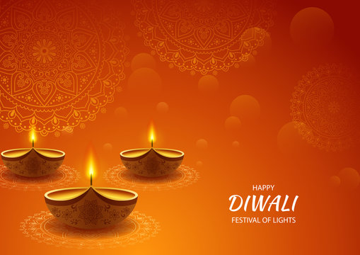 Beautiful, Happy Diwali festival of light background. Vector illustration