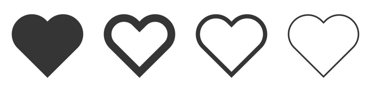 Heart vector icons. Set of love symbols isolated.