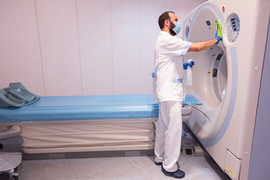 Conceptual photo of a hospital worker cleaning the ward