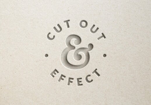 Paper Cutout Pattern Effect Logo Mockup Template