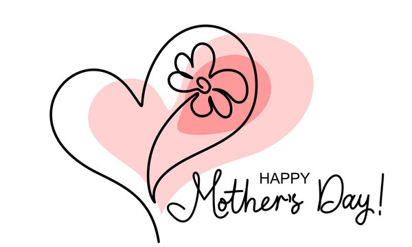 Happy Mother day card. Flower inside heart. Symbol of love, care and happiness