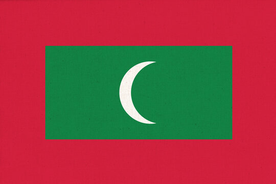 Flag of Maldives. flag on fabric surface. Fabric Texture