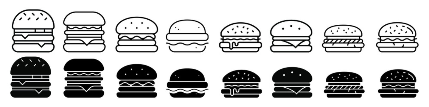 Burger icon vector set. fast food illustration sign collection. food symbol.