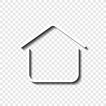 House. home simple icon vector. Flat design. White with shadow on transparent grid.ai