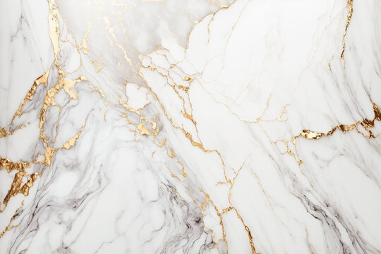 White and gold marble textured background. Abstract design, 4k wallpaper. AI
