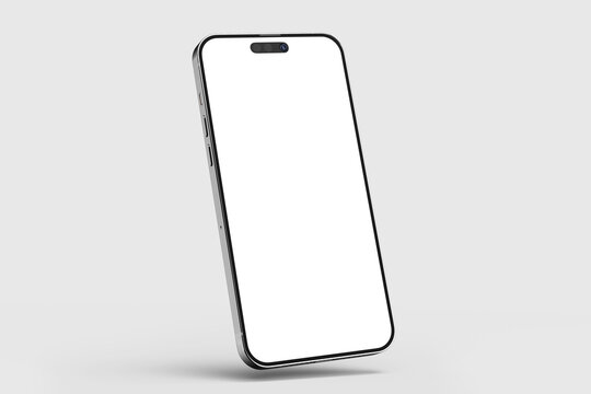 realistic mobile phone 14 gadget device mockup blank digital screen display floating view 3d illustration render