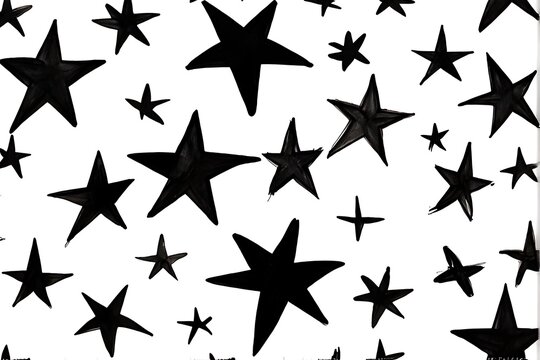 Black stars pattern in a white background, seamless pattern with stars