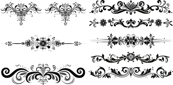 Flourishes collection of borders, vector