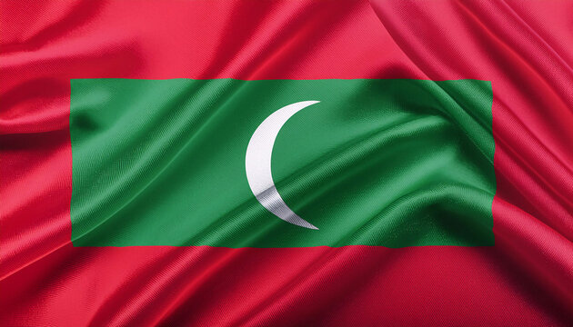 Realistic Artistic Representation of Maldives waving flag