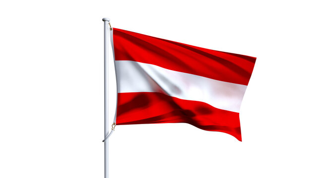 austria flag fluttering in the wind on transparent background, austria wavy realistic flag