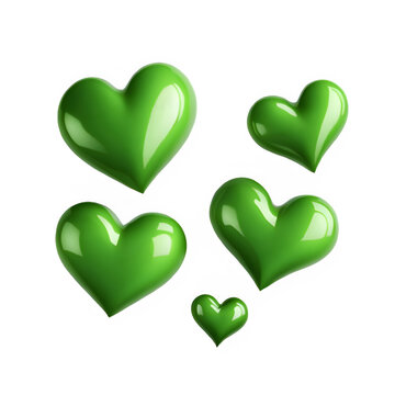 3D green hearts