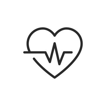 Heart and pulse, linear style icon. cardiovascular health. Editable stroke width