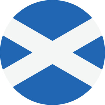 Round Scotland flag . Scotland flag button . Circle flag of Scotland . Vector illustration