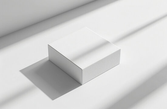 White blank canvas box mockup on white background, front view