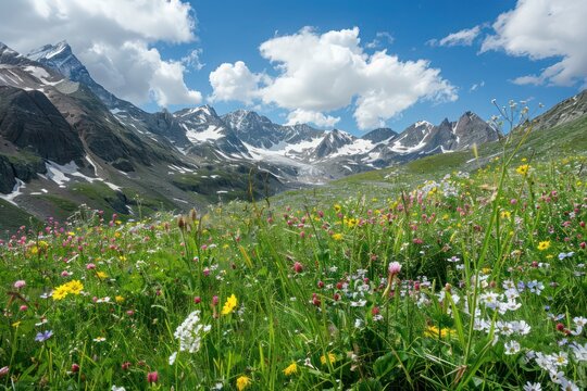 alpine meadow with flowers