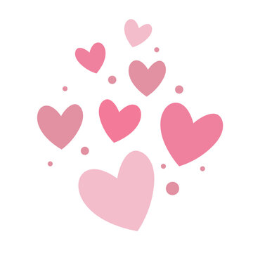 pink hearts flat vector illustration logo icon clipart