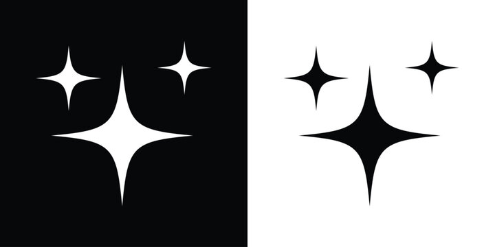 sparkle star icon. simple black and white sparkle symbol. transparent png and vector illustration.